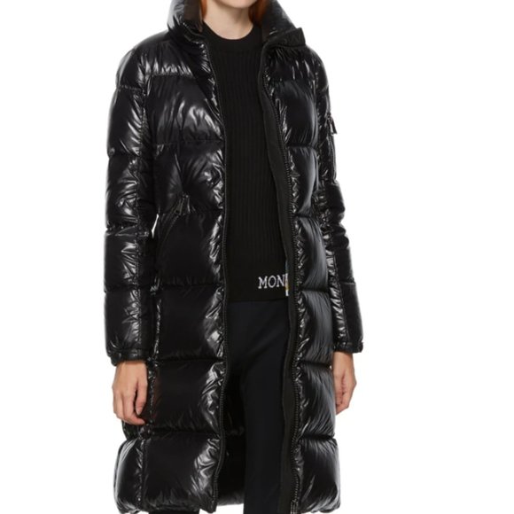 MONCLER BLACK DOWN SHINY COAT - Picture 5 of 6